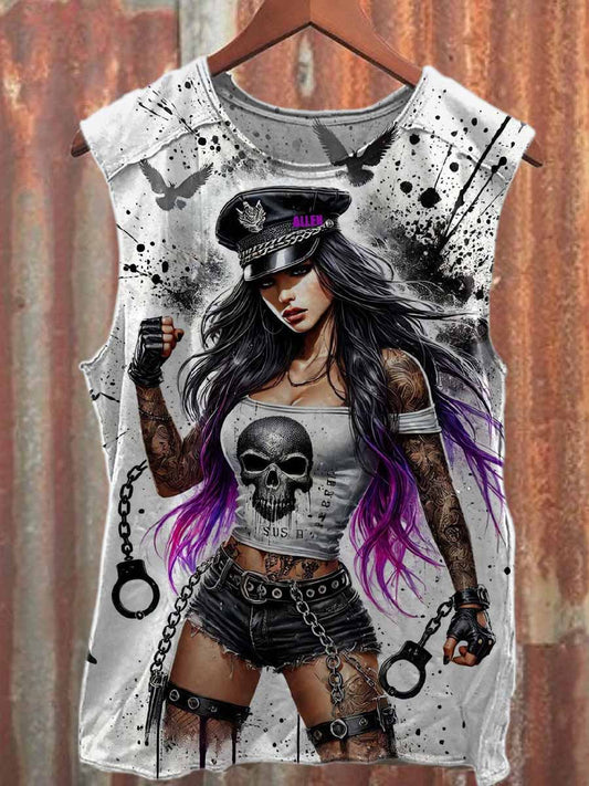 Retro Sexy Beauty Printed Casual Cotton Tank Top