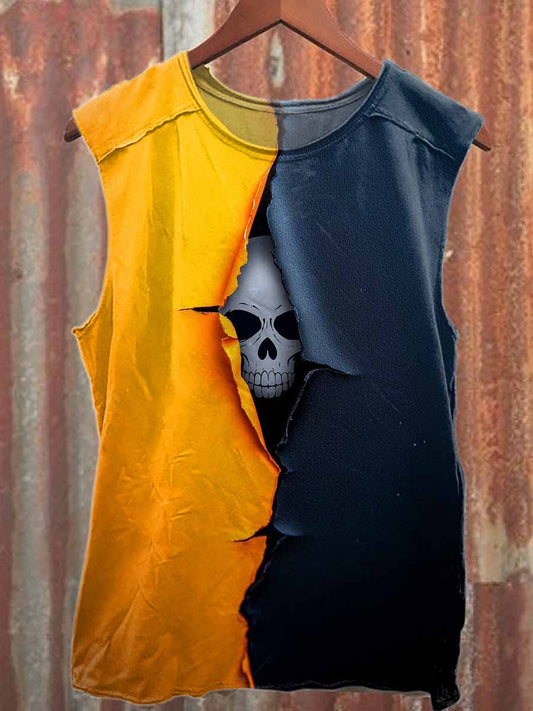 Retro Graffiti Print Casual Cotton Tank Top