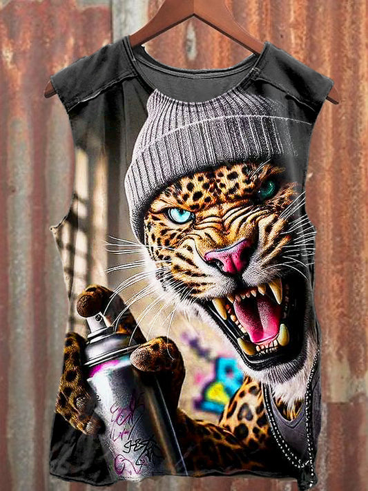 Men's Casual Tiger Printed Tank Top