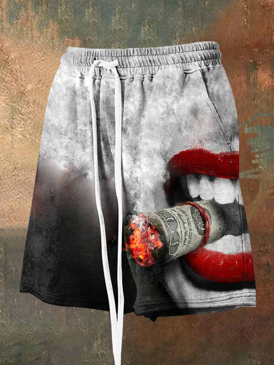 Retro Fashion Graffiti Pattern Casual Sports Shorts