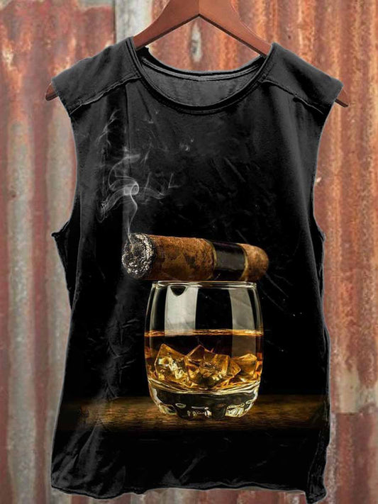 Retro Popular Graffiti Print Casual Cotton Tank Top