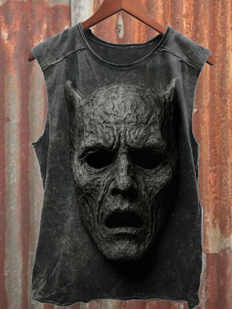 Retro Graffiti Print Casual Cotton Tank Top