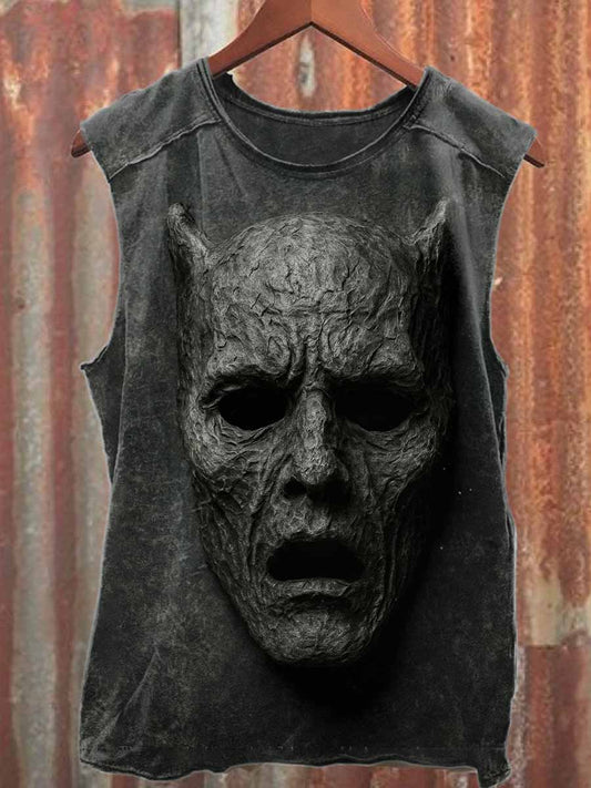 Retro Graffiti Print Casual Cotton Tank Top