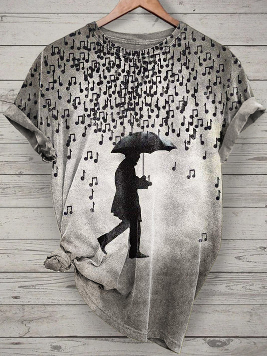 Unisex Funny Music Printed Vintage Fashion Loose Short Sleeve T-Shirt
