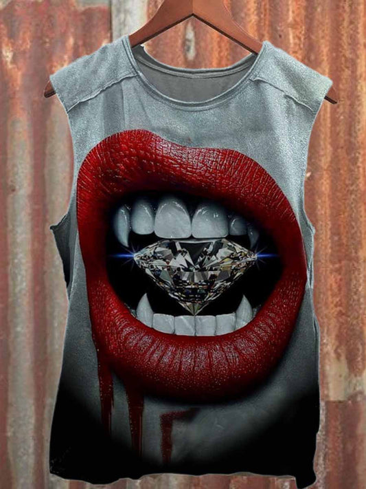 Retro Pop Graffiti Pattern Casual Cotton Tank Top