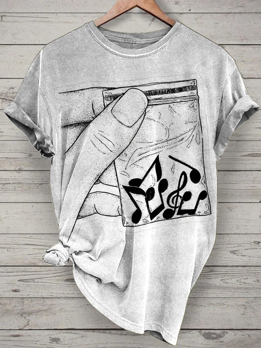 Unisex Funny Music Printed Vintage Fashion Loose Short Sleeve T-Shirt