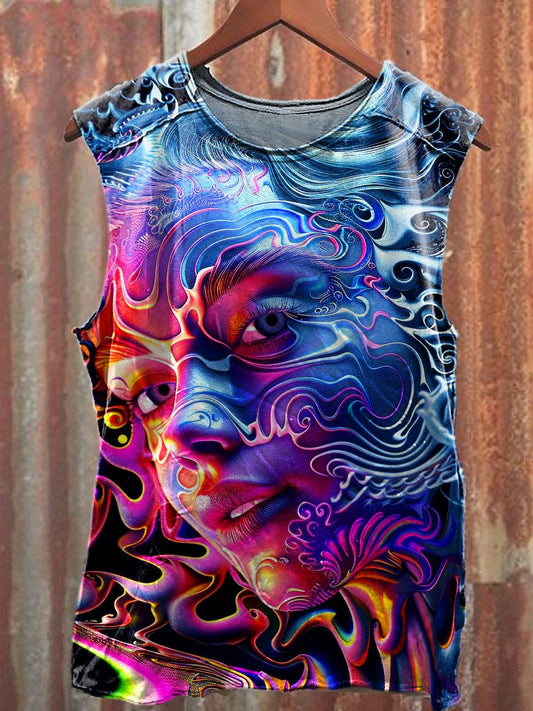 Men's Casual Color Portrait Printed Tank Top