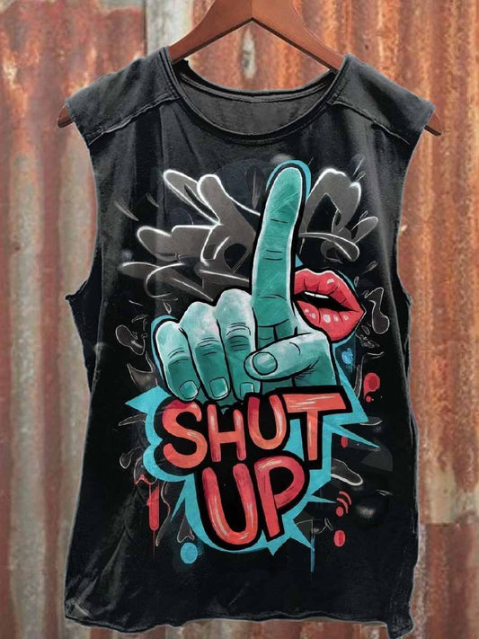 Vintage Printed Casual Cotton Tank Top