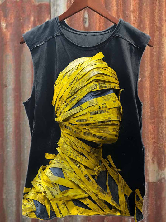 Retro Graffiti Print Casual Cotton Tank Top