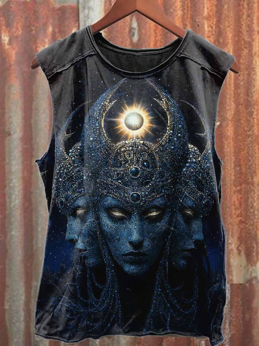 Vintage Printed Casual Cotton Tank Top