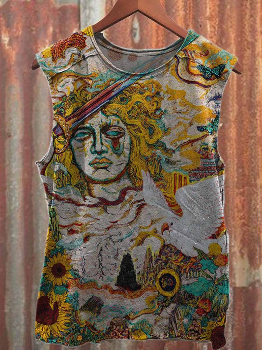 Graffiti Print Casual Cotton Tank Top