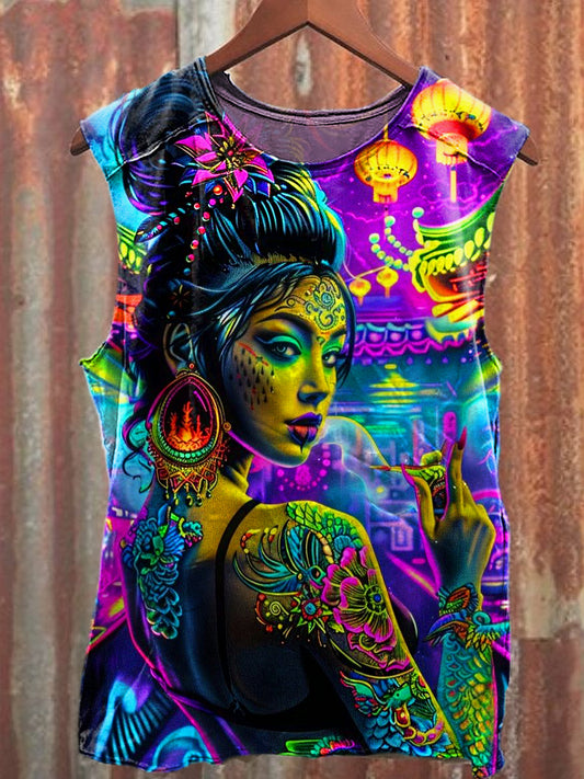 Men's Casual Color Portrait Printed Tank Top