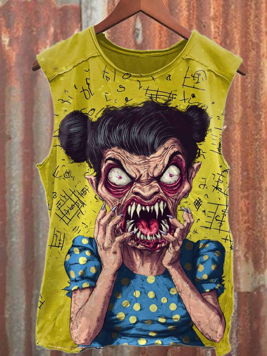 Vintage Printed Casual Cotton Tank Top