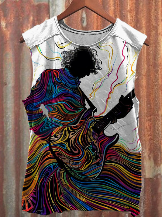 Men's Casual Musician Portrait Printed Tank Top