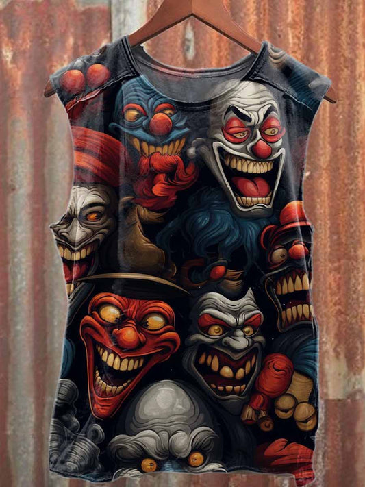 Retro Graffiti Monster Print Casual Cotton Tank Top