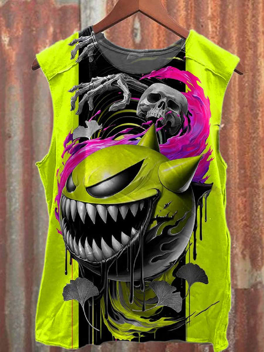 Retro Graffiti Illustration Casual Cotton Tank Top