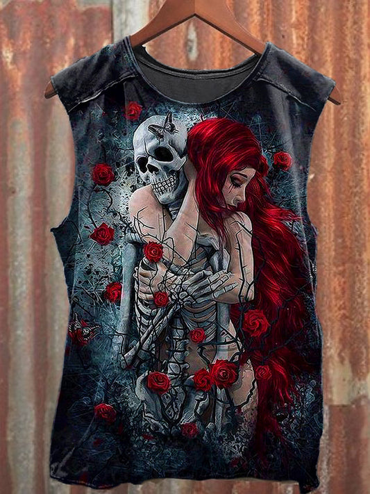 Men's Casual Undead Skull Printed Tank Top