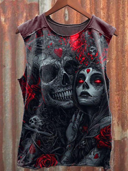 Men's Casual Undead Skull Printed Tank Top