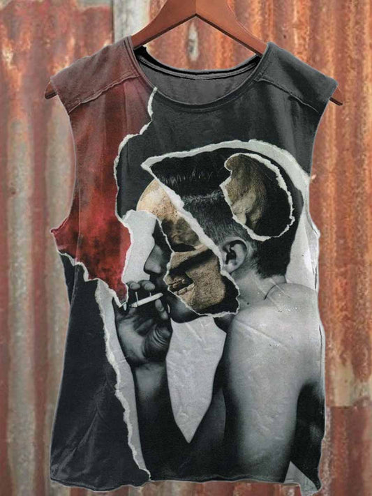 Vintage Illustration Printed Casual Cotton Tank Top