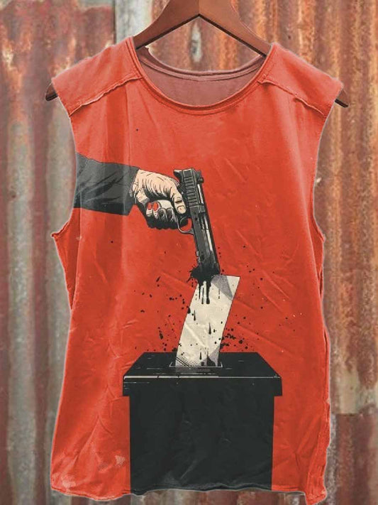 Vintage Printed Casual Cotton Tank Top