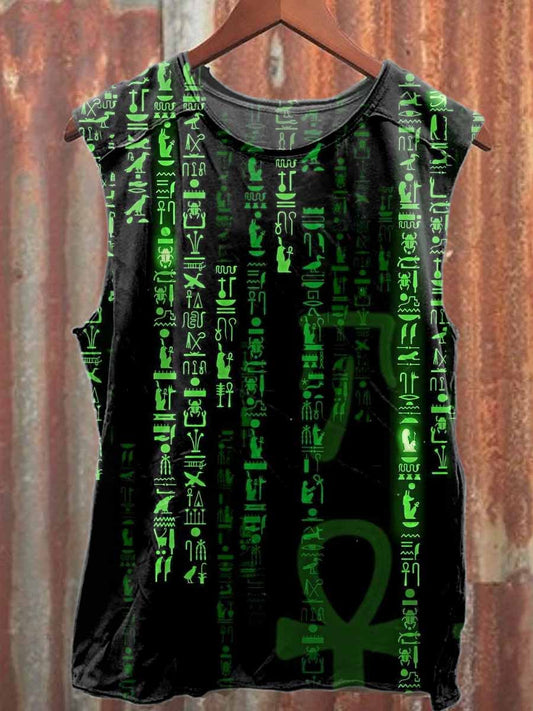 Vintage Ancient Egypt Print Casual Cotton Tank Top