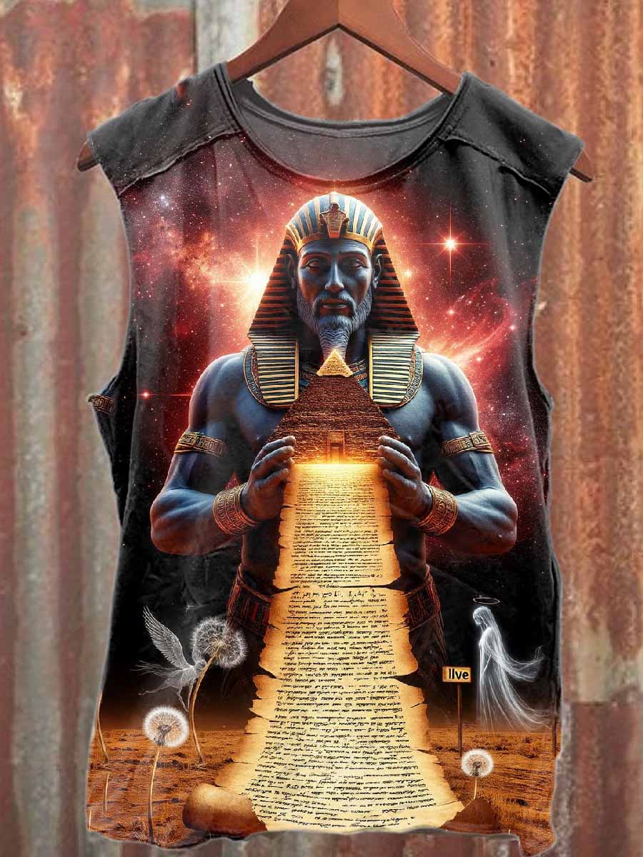 Vintage Ancient Egypt Print Casual Cotton Tank Top