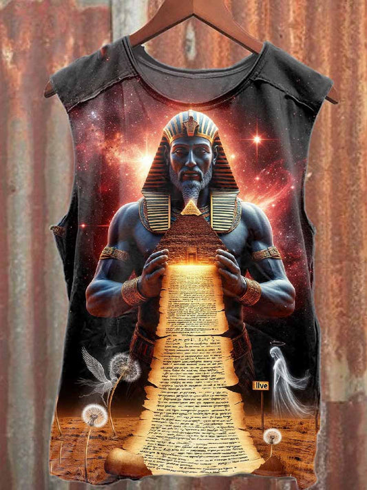 Vintage Ancient Egypt Print Casual Cotton Tank Top