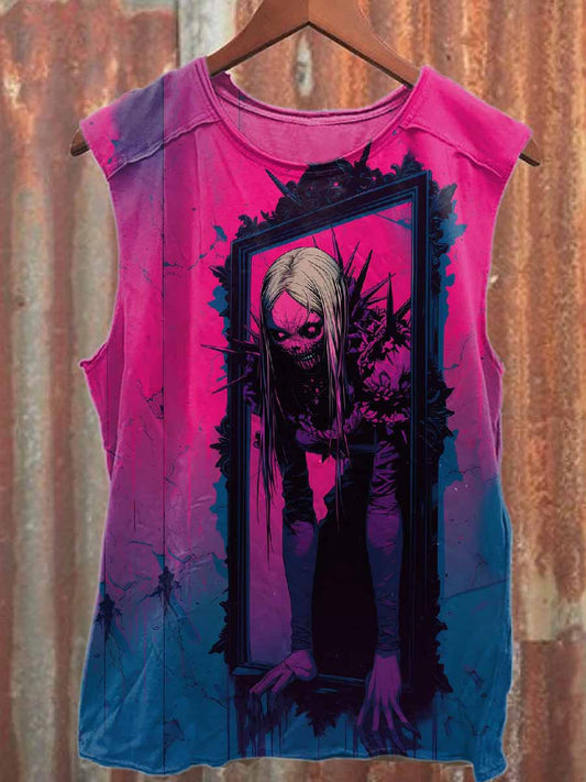 Retro Graffiti Print Casual Cotton Tank Top