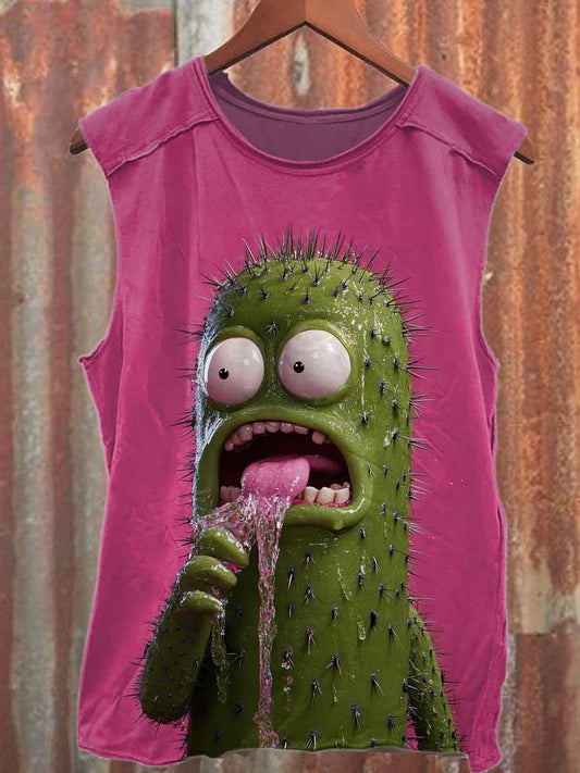 Abstract Monster Print Casual Cotton Tank Top