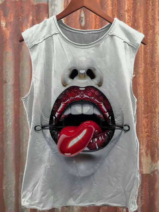 Retro Pop Graffiti Print Casual Cotton Tank Top
