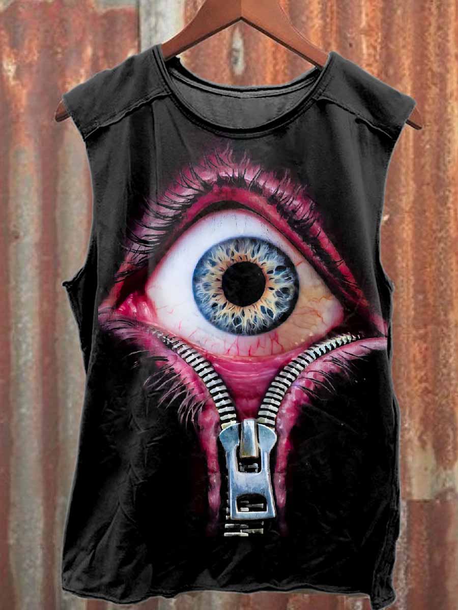 Retro Pop Graffiti Print Casual Cotton Tank Top