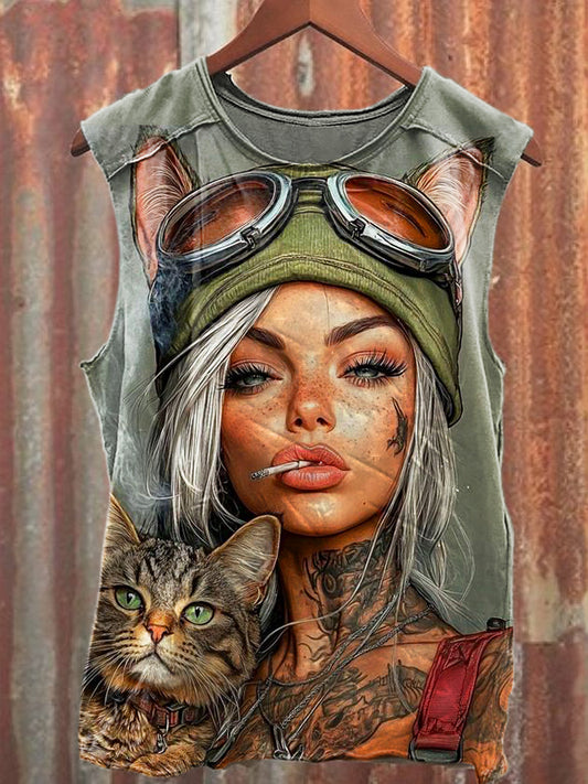 Men's Casual Catwoman Printed Tank Top