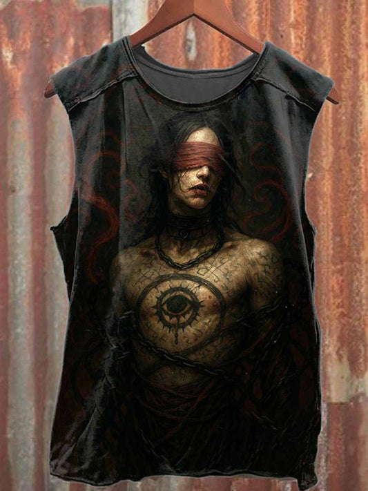 Fantasy Eyes Printed Casual Cotton Tank Top
