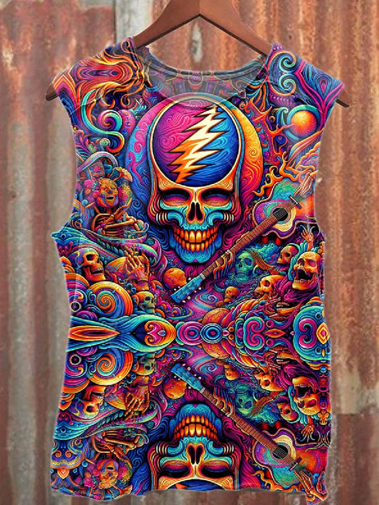 Retro Graffiti Print Casual Cotton Tank Top