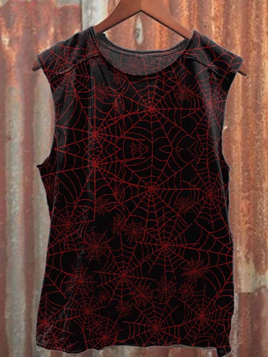 Retro Graffiti Print Casual Cotton Tank Top