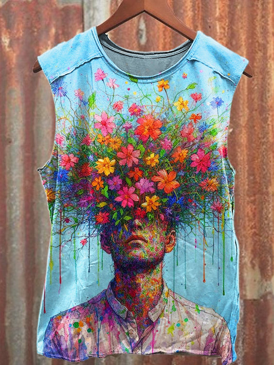 Men's Casual illustration Printed Tank Top