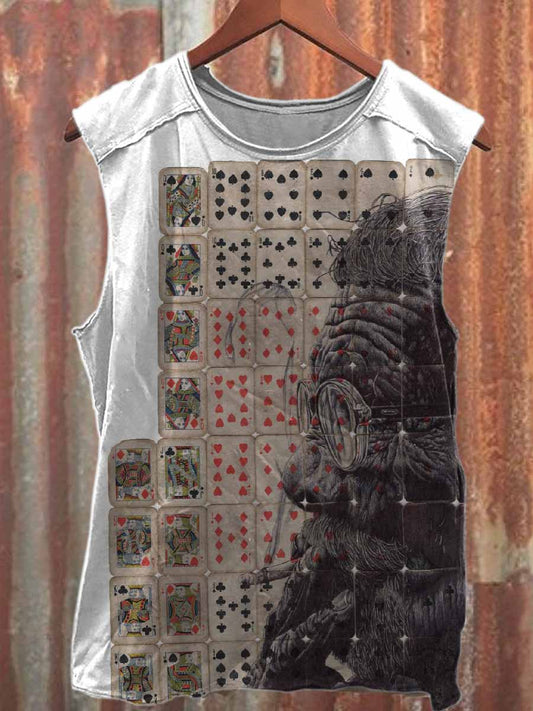 Vintage Printed Casual Cotton Tank Top