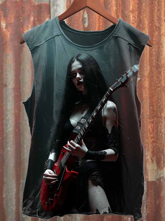 Retro Sexy Punk Girl Printed Casual Cotton Tank Top