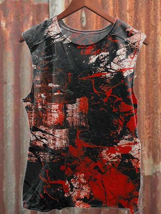 Retro Graffiti Print Casual Cotton Tank Top