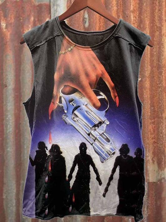 Retro Graffiti Print Casual Pure Cotton Tank Top