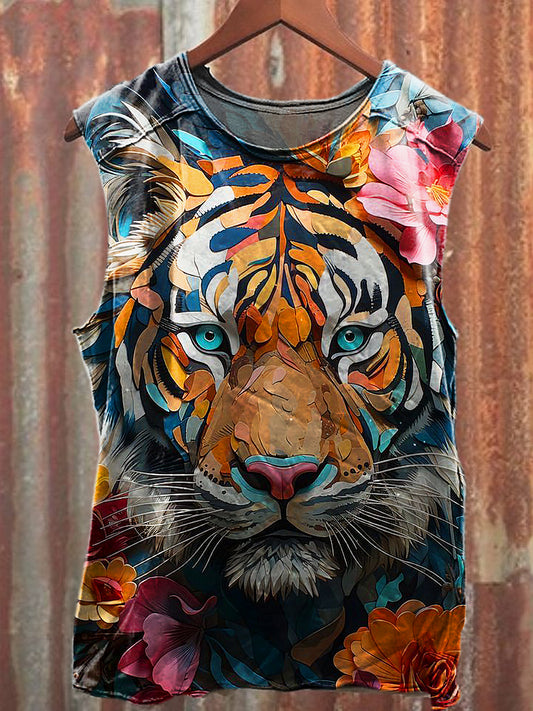 Men's Casual Tiger Printed Tank Top