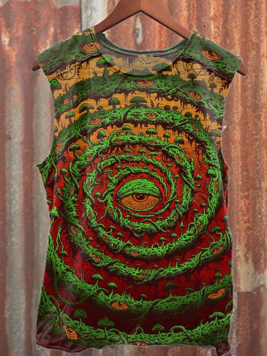 Retro Graffiti Print Casual Cotton Tank Top