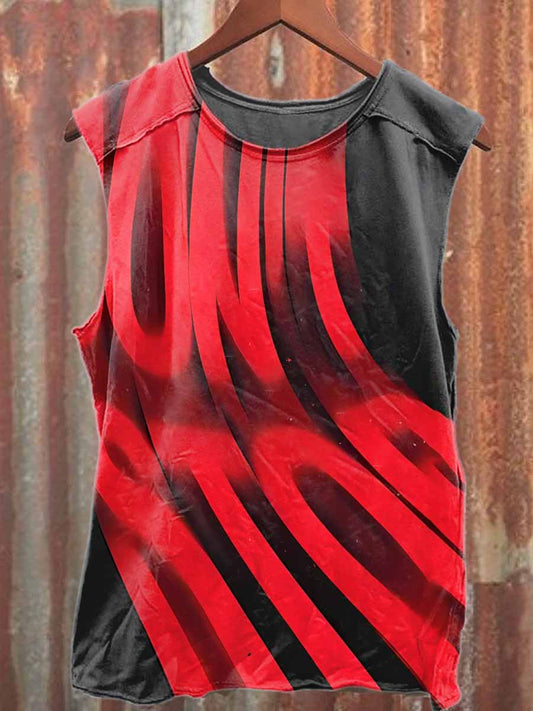 Retro Graffiti Print Casual Cotton Tank Top