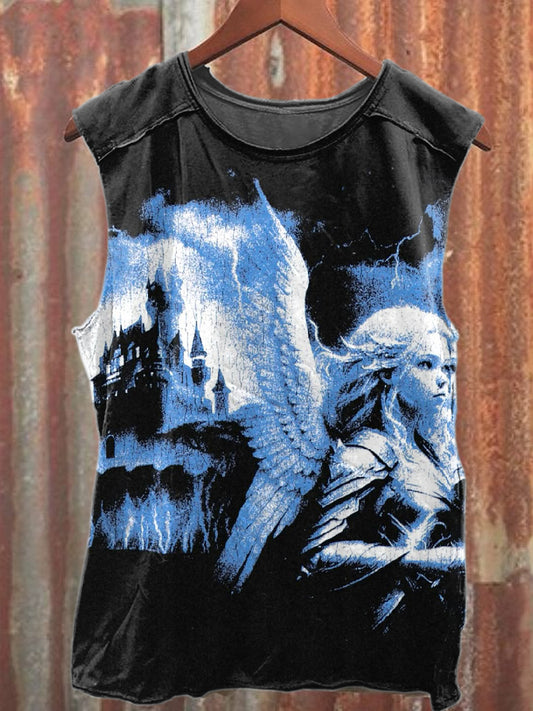 Vintage Graffiti Cat Print Casual Cotton Tank Top