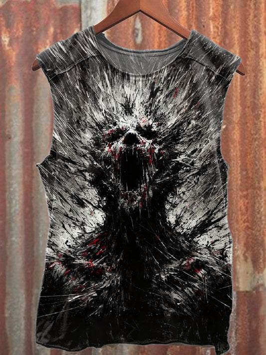 Retro Graffiti Print Casual Cotton Tank Top