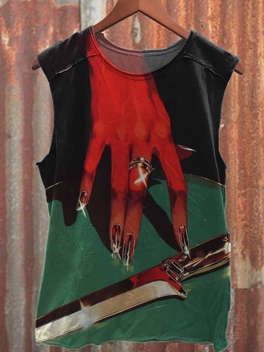 Retro Graffiti Print Casual Pure Cotton Tank Top