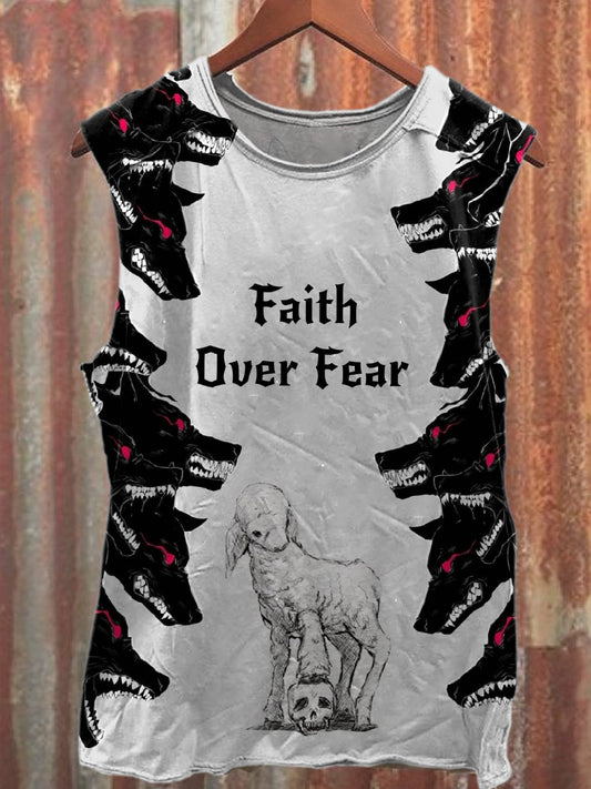 Retro Graffiti Print Casual Cotton Tank Top