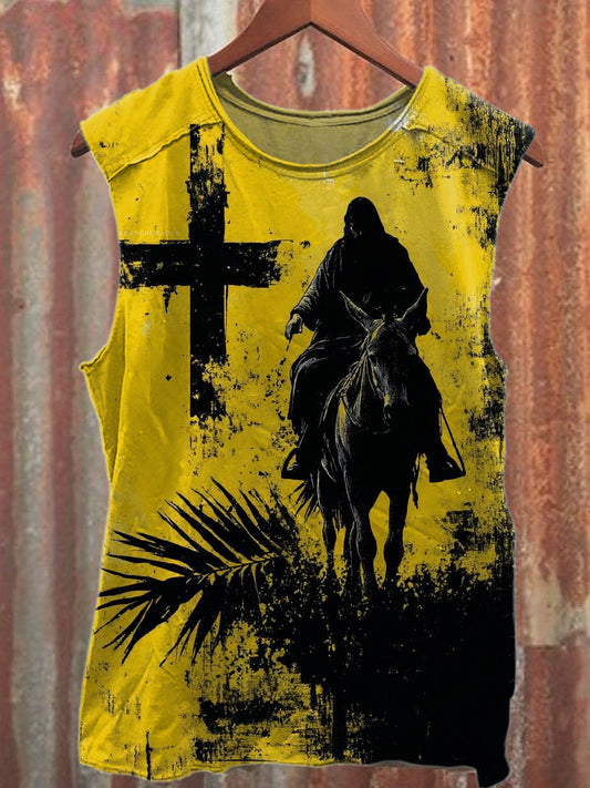 Vintage Graffiti Jesus Print Casual Cotton Tank Top