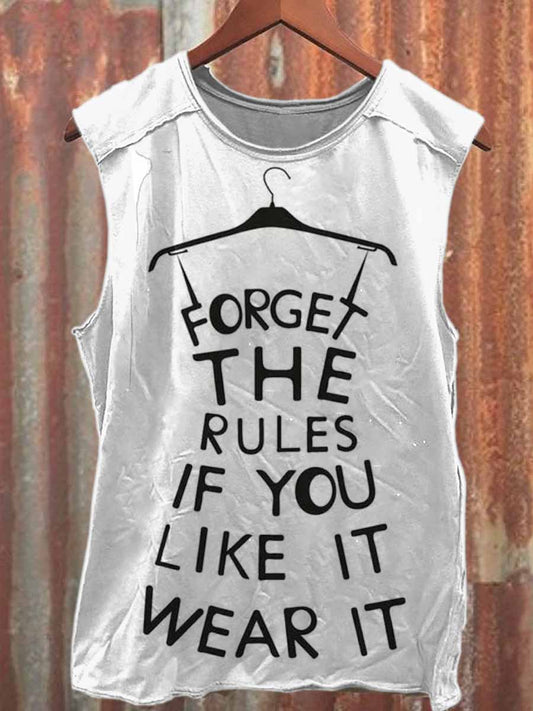 Retro Graffiti Print Casual Cotton Tank Top