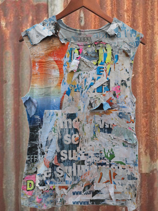 Retro Graffiti Print Casual Cotton Tank Top